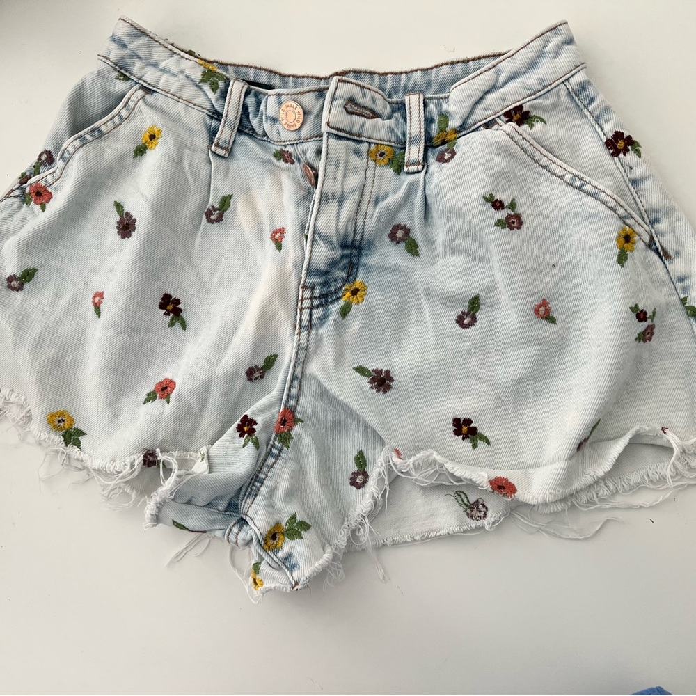 Embroidered Floral Denim Young adult Shorts